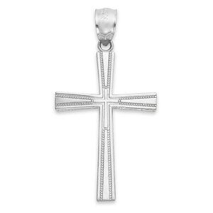 Solid 14k White Gold Cross Pendant - Religious Jewelry Gifts for Men and Women